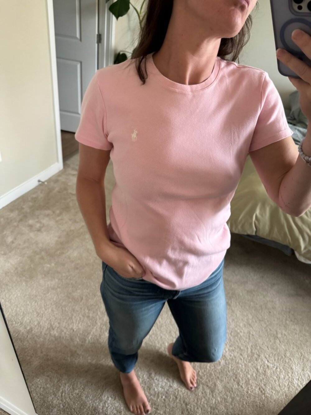 Vintage Ralph Lauren Bubblegum Pink Cotton Tee Size XL